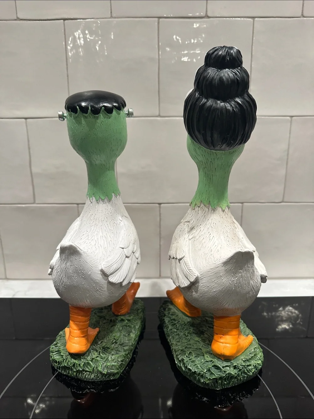 NWT Pair of Frankenstein Goose Statues
